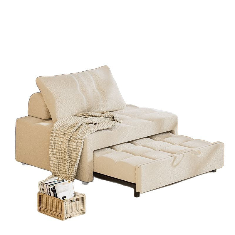 Modern Minimalist Rectangular Sherpa Fabric Solid Wood Carbon Steel Accent Chair Backrest Armless For Living Room