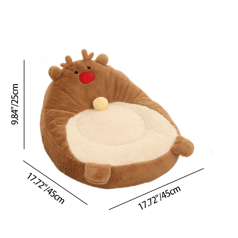 Contemporary Creative Christmas Reindeer-Shaped Cashmere Pet Cat Bed Backrest Armless For Living Room