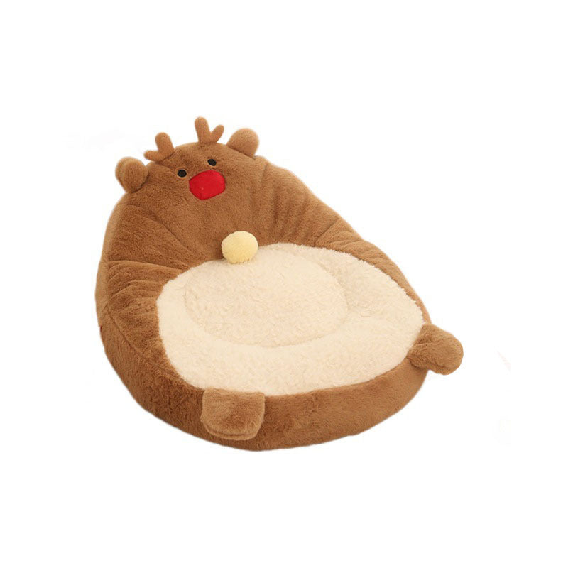 Contemporary Creative Christmas Reindeer-Shaped Cashmere Pet Cat Bed Backrest Armless For Living Room