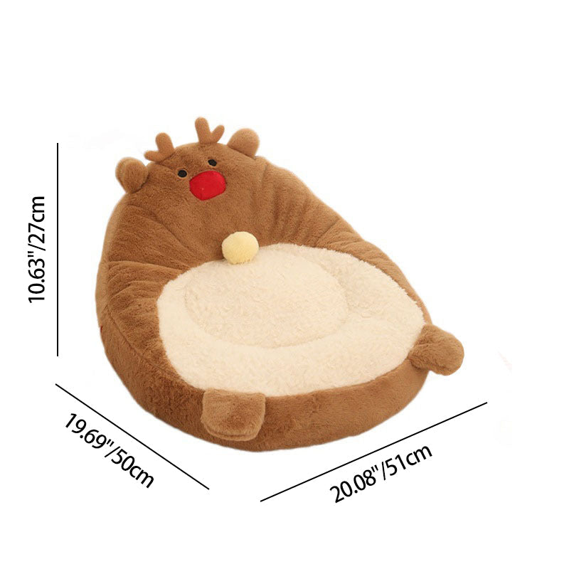 Contemporary Creative Christmas Reindeer-Shaped Cashmere Pet Cat Bed Backrest Armless For Living Room