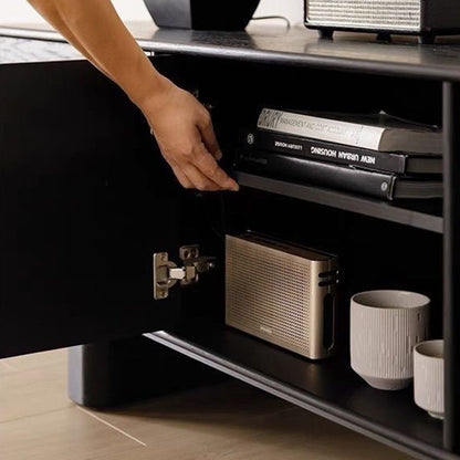 Modern Minimalist Rectangular Solid Rubberwood Plywood TV Stand 2-Drawer For Living Room