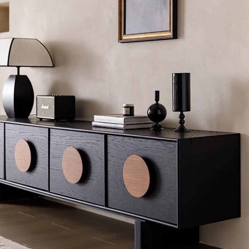 Modern Minimalist Rectangular Solid Rubberwood Plywood TV Stand 2-Drawer For Living Room