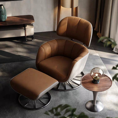 Contemporary Nordic Curved Rectangular Microfiber Leather Steel Accent Chair Backrest Armrest For Living Room