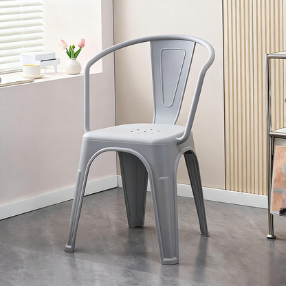 Modern Minimalist Curved Rectangular PP Dining Chair Backrest Armless For Dining Room