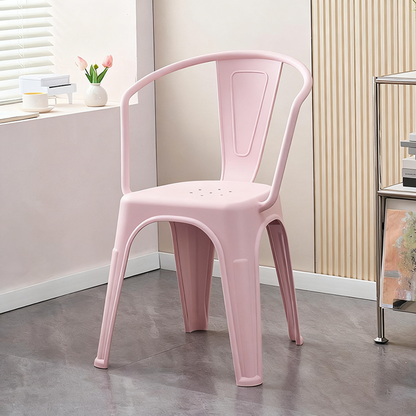 Modern Minimalist Curved Rectangular PP Dining Chair Backrest Armless For Dining Room