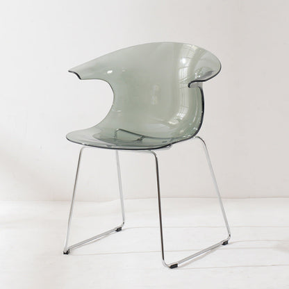 Modern Minimalist Curved PC Steel Dining Chair Backrest Armrest For Dining Room