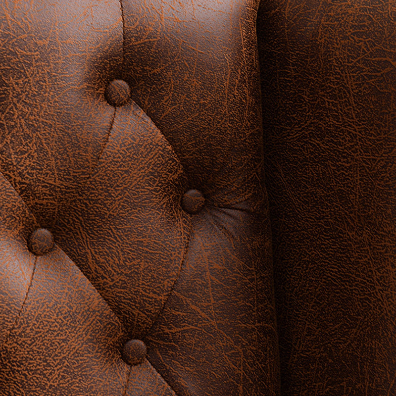 Traditional Vintage Rectangular PU Leather Suede Fabric Solid Wood Medium Density Fiberboard Accent Chair Backrest Armrest For Living Room