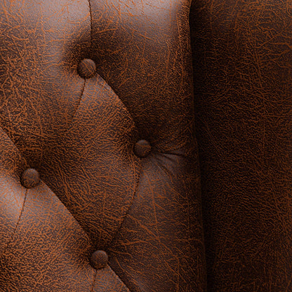 Traditional Vintage Rectangular PU Leather Suede Fabric Solid Wood Medium Density Fiberboard Accent Chair Backrest Armrest For Living Room