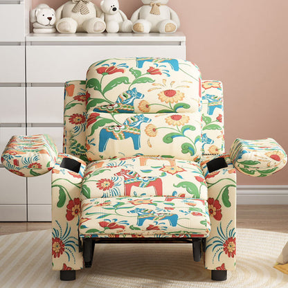 Modern Minimalist Rectangular Kid Fabric PU Leather Solid Wood Plastic Accent Chair Backrest Armrest For Living Room