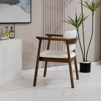 Traditional Chinese Rectangular Microfiber Leather Solid Wood Dining Chair Backrest Armrest For Dining Room