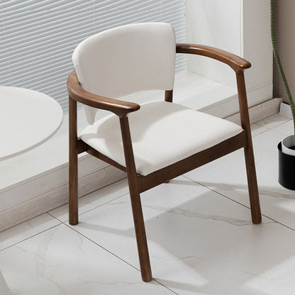 Traditional Chinese Rectangular Microfiber Leather Solid Wood Dining Chair Backrest Armrest For Dining Room