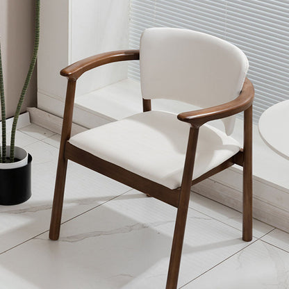 Traditional Chinese Rectangular Microfiber Leather Solid Wood Dining Chair Backrest Armrest For Dining Room