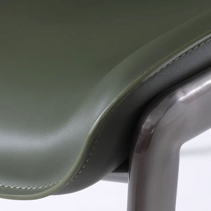 Traditional Vintage Curved Rectangular Faux Saddle Leather Carbon Steel Stainless Steel Dining Chair Backrest Armrest For Dining Room