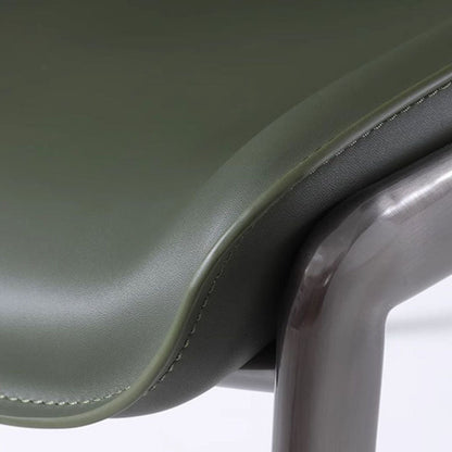 Traditional Vintage Curved Rectangular Faux Saddle Leather Carbon Steel Stainless Steel Dining Chair Backrest Armrest For Dining Room