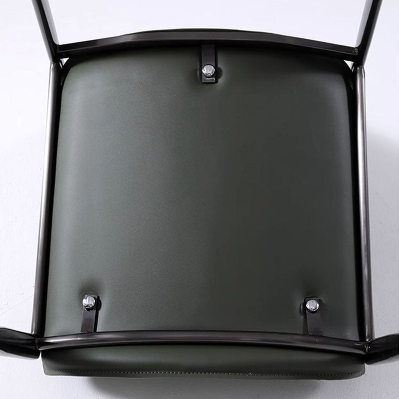 Traditional Vintage Curved Rectangular Faux Saddle Leather Carbon Steel Stainless Steel Dining Chair Backrest Armrest For Dining Room