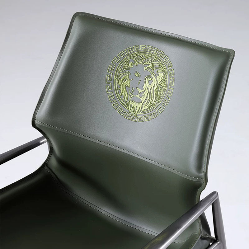 Traditional Vintage Curved Rectangular Faux Saddle Leather Carbon Steel Stainless Steel Dining Chair Backrest Armrest For Dining Room