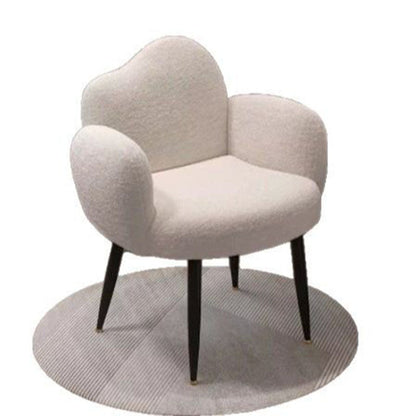 Modern Minimalist Cloud-Shaped Teddy Velvet Steel Vanity Stool Backrest Armrest For Bedroom