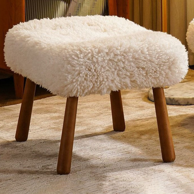 Modern Minimalist Rectangular Sherpa Fabric Solid Wood Accent Chair Backrest Armrest For Living Room