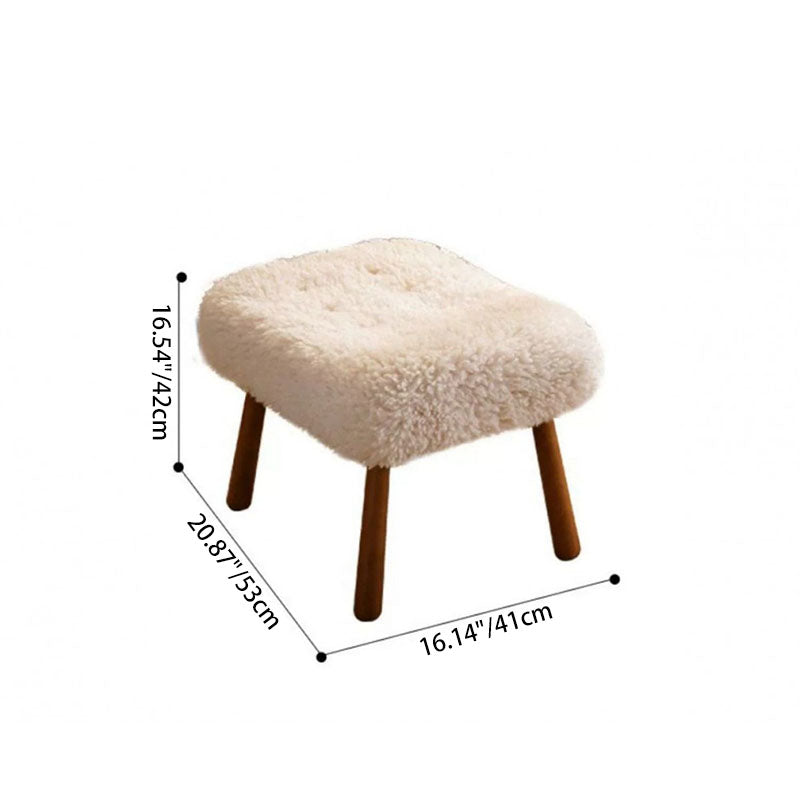 Modern Minimalist Rectangular Sherpa Fabric Solid Wood Accent Chair Backrest Armrest For Living Room