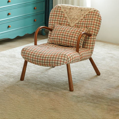 Modern Minimalist Rectangular Sherpa Fabric Solid Wood Accent Chair Backrest Armrest For Living Room