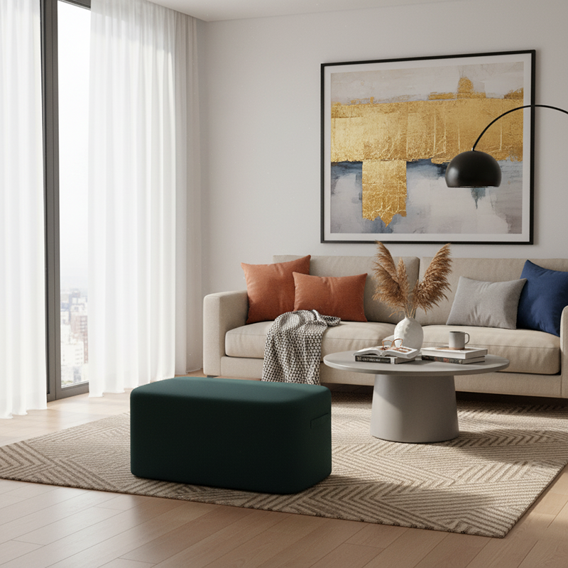 Modern Minimalist Rectangular Tech Sherpa Fabric Solid Wood Accent Chair Backless Armless For Living Room