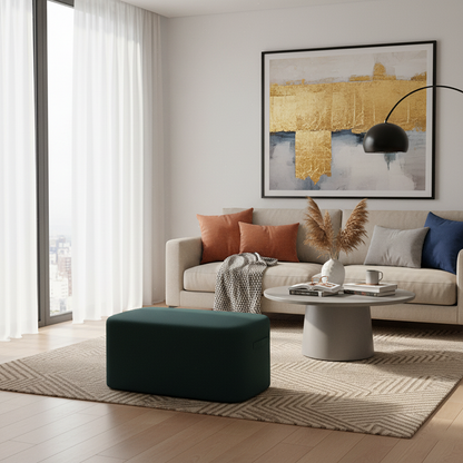 Modern Minimalist Rectangular Tech Sherpa Fabric Solid Wood Accent Chair Backless Armless For Living Room