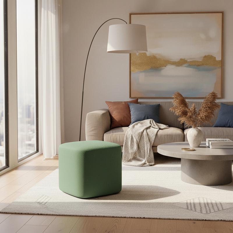 Modern Minimalist Rectangular Tech Sherpa Fabric Solid Wood Accent Chair Backless Armless For Living Room