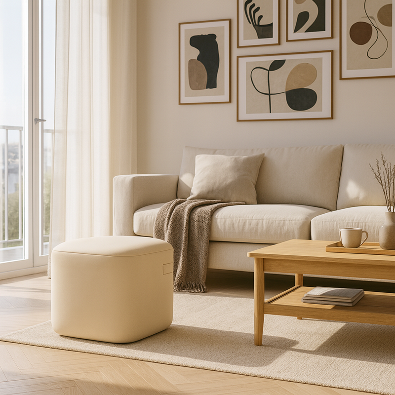 Modern Minimalist Rectangular Tech Sherpa Fabric Solid Wood Accent Chair Backless Armless For Living Room