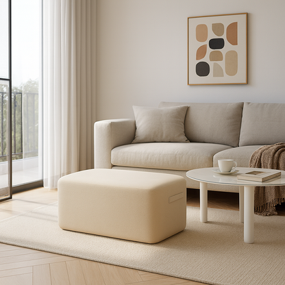 Modern Minimalist Rectangular Tech Sherpa Fabric Solid Wood Accent Chair Backless Armless For Living Room