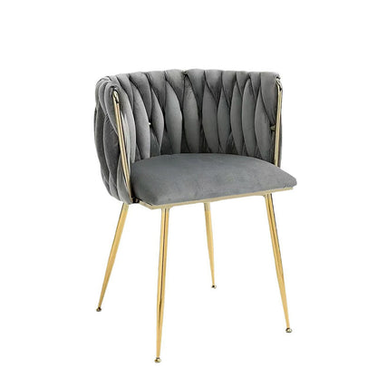 Contemporary Luxury Curved Velvet Stainless Steel Dining Chair Backrest Armrest For Dining Room