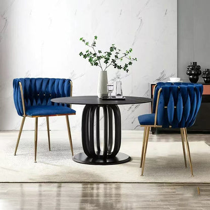 Contemporary Luxury Curved Velvet Stainless Steel Dining Chair Backrest Armrest For Dining Room