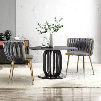 Contemporary Luxury Curved Velvet Stainless Steel Dining Chair Backrest Armrest For Dining Room