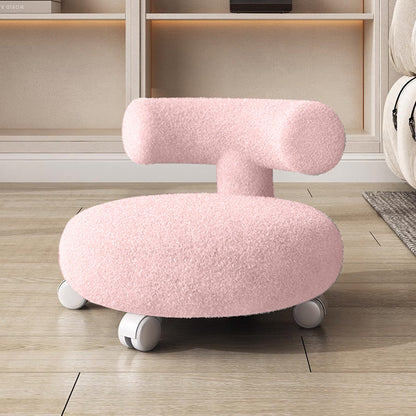 Modern Minimalist Curved Sherpa Fabric Wood Plastic Low Stool Backrest Armless For Living Room