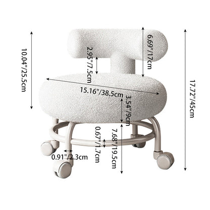 Modern Minimalist Curved Sherpa Fabric Wood Plastic Low Stool Backrest Armless For Living Room