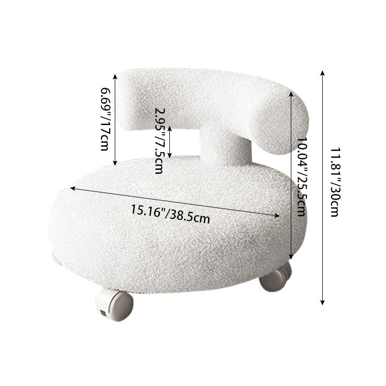 Modern Minimalist Curved Sherpa Fabric Wood Plastic Low Stool Backrest Armless For Living Room