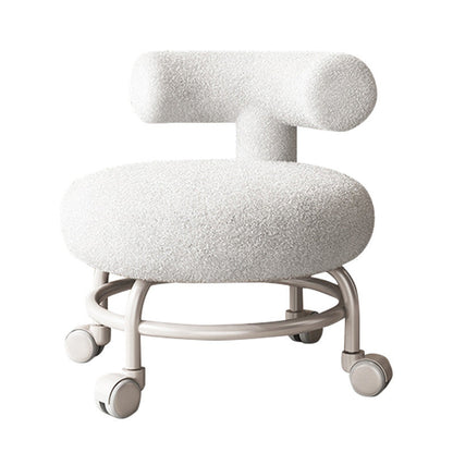 Modern Minimalist Curved Sherpa Fabric Wood Plastic Low Stool Backrest Armless For Living Room