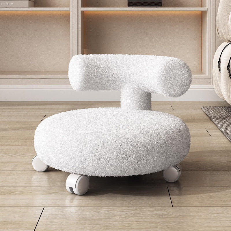 Modern Minimalist Curved Sherpa Fabric Wood Plastic Low Stool Backrest Armless For Living Room