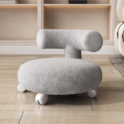 Modern Minimalist Curved Sherpa Fabric Wood Plastic Low Stool Backrest Armless For Living Room