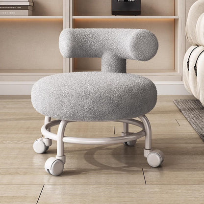 Modern Minimalist Curved Sherpa Fabric Wood Plastic Low Stool Backrest Armless For Living Room