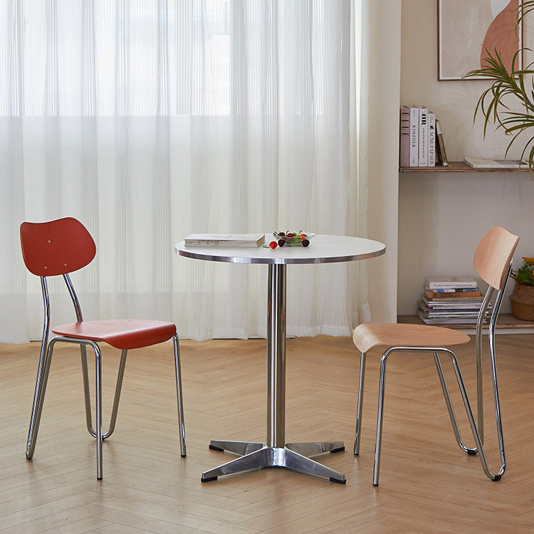 Modern Minimalist Rectangular Curved Multi-Layer Plate Iron Dining Chair Backrest Armless For Dining Room