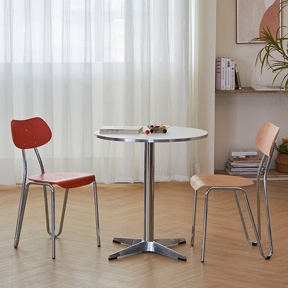 Modern Minimalist Rectangular Curved Multi-Layer Plate Iron Dining Chair Backrest Armless For Dining Room