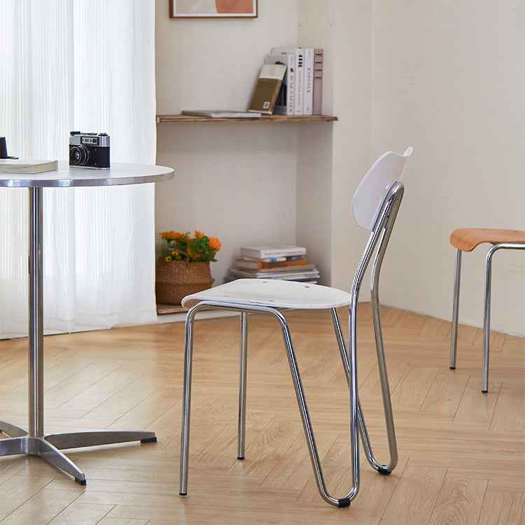 Modern Minimalist Rectangular Curved Multi-Layer Plate Iron Dining Chair Backrest Armless For Dining Room