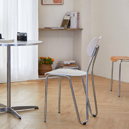 Modern Minimalist Rectangular Curved Multi-Layer Plate Iron Dining Chair Backrest Armless For Dining Room
