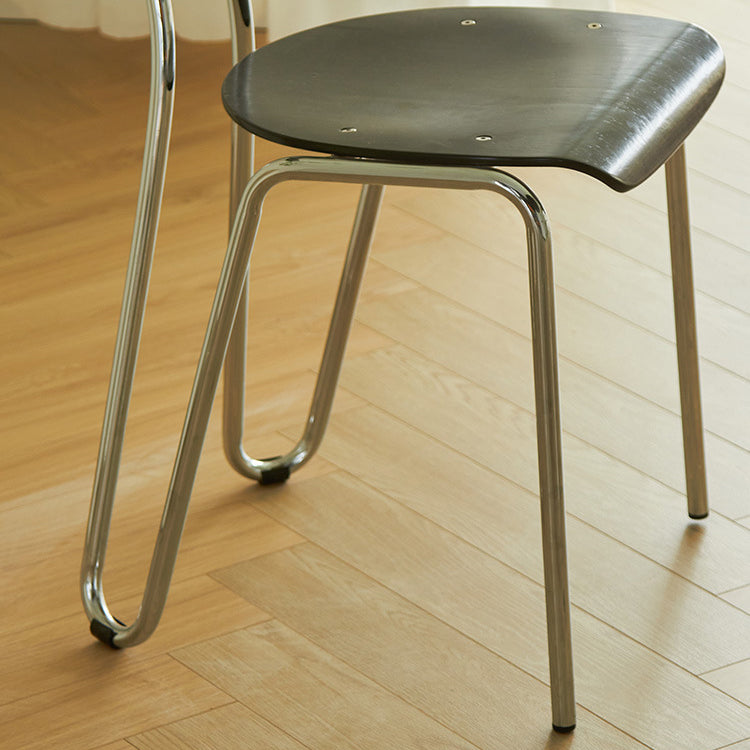 Modern Minimalist Rectangular Curved Multi-Layer Plate Iron Dining Chair Backrest Armless For Dining Room