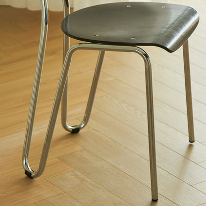 Modern Minimalist Rectangular Curved Multi-Layer Plate Iron Dining Chair Backrest Armless For Dining Room