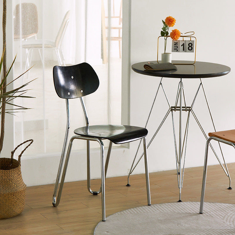 Modern Minimalist Rectangular Curved Multi-Layer Plate Iron Dining Chair Backrest Armless For Dining Room