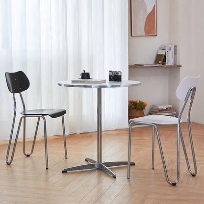 Modern Minimalist Rectangular Curved Multi-Layer Plate Iron Dining Chair Backrest Armless For Dining Room