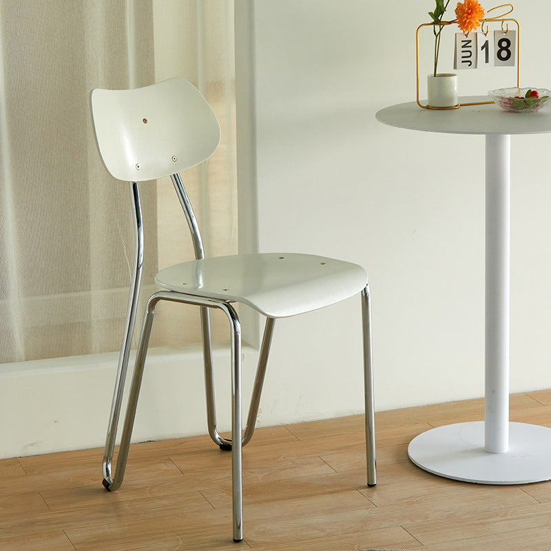 Modern Minimalist Rectangular Curved Multi-Layer Plate Iron Dining Chair Backrest Armless For Dining Room