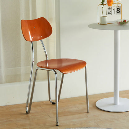 Modern Minimalist Rectangular Curved Multi-Layer Plate Iron Dining Chair Backrest Armless For Dining Room