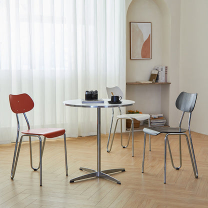 Modern Minimalist Rectangular Curved Multi-Layer Plate Iron Dining Chair Backrest Armless For Dining Room